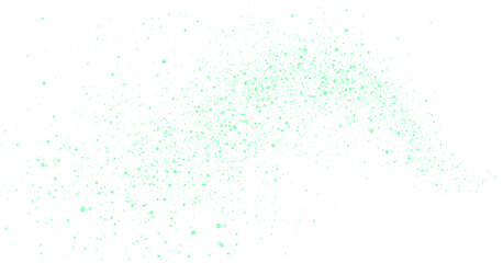 Abstract green glittering particles overlay on a transparent background, creating a magical and...