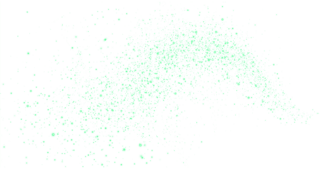 Abstract green glittering particles overlay on a transparent background, creating a magical and enchanting atmosphere for design projects and creative compositions