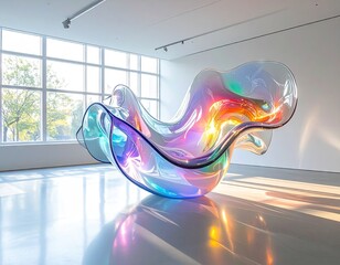 Colorful Abstract Sculpture in Modern Gallery.