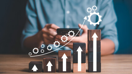 Drive business success with visualized growth, using a modern strategy, the graph shows innovative solutions creating a positive impact with upward trend