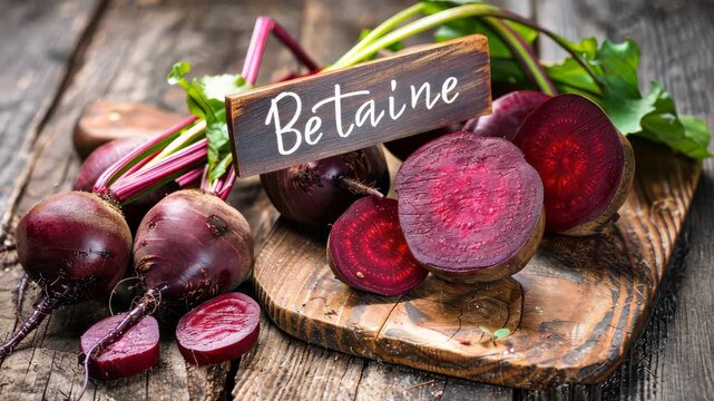 Betaine and beetroot supplements on the table. Selective focus. food.