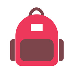 Stylized Pink Backpack with Gray Accents and White Label.