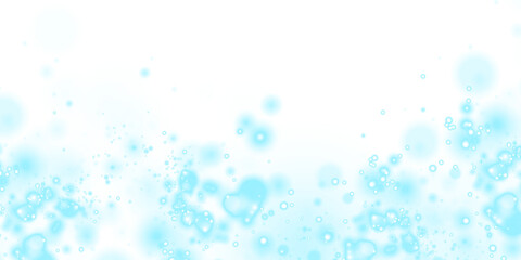 Soft blue bokeh overlay with blurred circles and light reflections creating a dreamy atmosphere, ideal for backgrounds and design mockups with copy space