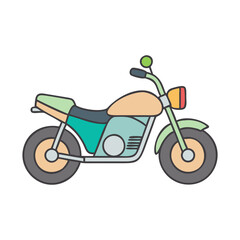 Illustration of a colorful motorcycle, with a modern and vintage aesthetic, isolated