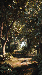 Naklejka premium Exploring the Vibrant Divesity and Bountiful Harvest of Fruit Trees in a Thrivng Orchard