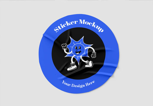 Round Circle Sticker Mockup