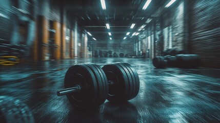 Heavy Dumbbells Resting in a Gritty Industrial Gym Environment