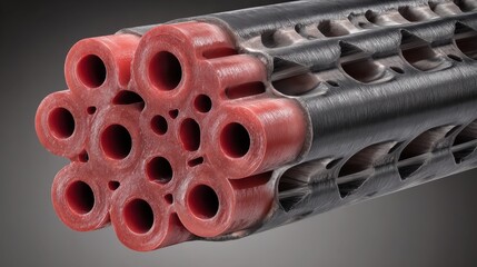 High-Detail Cross Section of Composite Tube with Multiple Channels