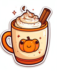 Cozy Cute Pumpkin Spice Latte with Whipped Cream and Cinnamon Stick