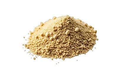 Pile of light beige granular powder.  A close-up view of a mound of small, evenly-sized granules.  The texture appears dry and slightly rough