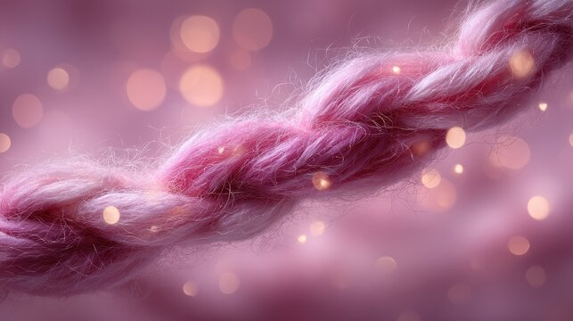 Close-Up of Mercerized Cotton Threads in Soft Pink with Light Bokeh Effect Background