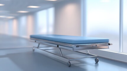 Hospital Stretchers in Modern Medical Facility with Soft Blue Mattress