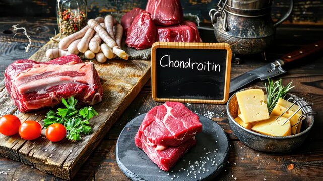 Chondroitin in food on the table. Selective focus. food.