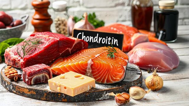 Chondroitin in food on the table. Selective focus. food.