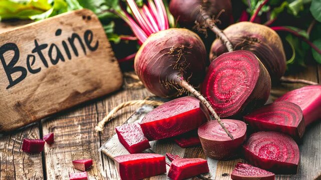 Betaine and beetroot supplements on the table. Selective focus. food.