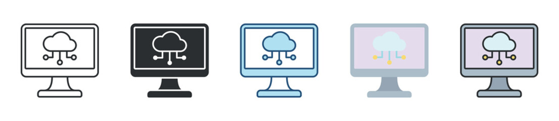 Cloud Computing Icon Set Multiple Style Collection