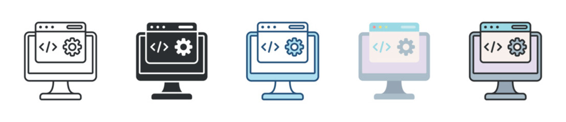 Web Development Icon Set Multiple Style Collection