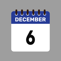 calendar with december 6 icon vector reminder for important deadlines and special events this autumn season