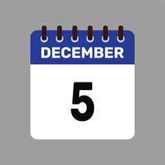 calendar with december 5 icon vector reminder for important deadlines and special events this autumn season