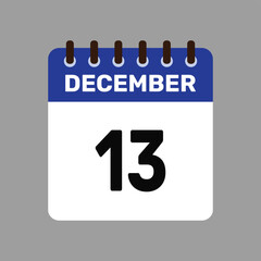 calendar with december 13 icon vector reminder for important deadlines and special events this autumn season