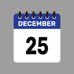 Fototapeta premium calendar with december 25 icon vector reminder for important deadlines and special events this autumn season