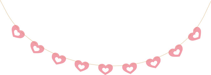 Pink Paper Heart Garland for Valentine's Day