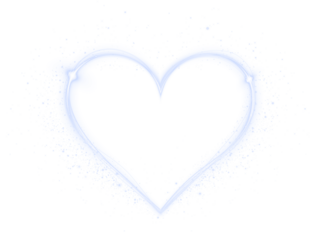 Heart-shaped PNG overlay with soft blue glow and sparkles, perfect for romantic designs, invitations, and creative projects, featuring elegant visual elements and copy space