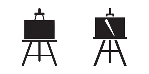 easel silhouettes icons. isolated on white background for painting and drawing.