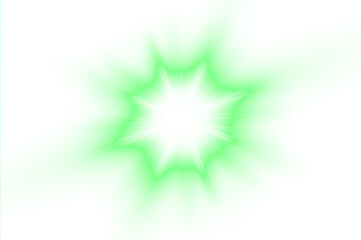 Bright green explosion effect with glowing rays radiating outward, creating a dynamic and vibrant visual impact suitable for various design applications and creative projects