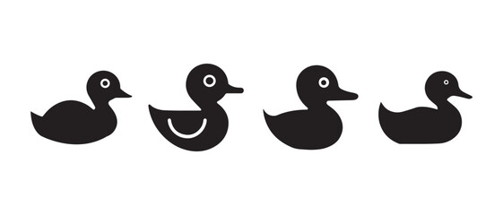 Duck silhouette icon. in black isolated on white background.