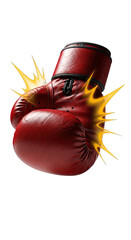Red boxing glove with radiating energy burst