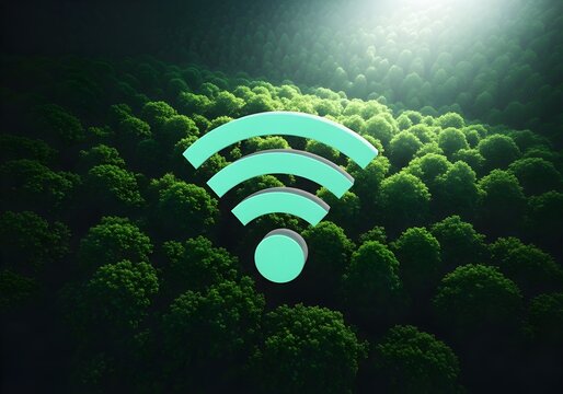 Wi-Fi signal over a lush green forest