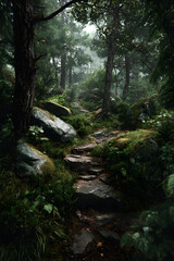 Obraz premium Discover the Beauty and Adenture of Forest Trails: AGuide to Serene and Excitig Hiking Experiences in Naure's Wilderness