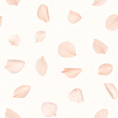 Seamless Beautiful close-up of pink hydrangea flower petals on a muted pastel beige backdrop