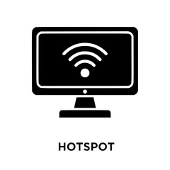 Modern computer monitor displaying wi-fi signal icon for hotspot connectivity