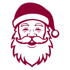 Illustration of santa claus with a hat and a beard in a burgundy color on a white background image