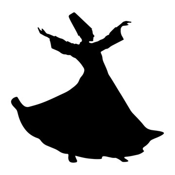 black silhouette whirling dervish dancer clip art preview