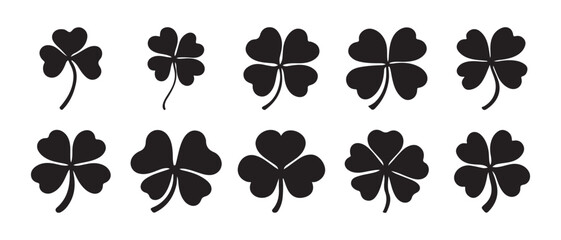 Collection of shamrock and four leaf clover. isolated on white background. © CreatetiveDesignX