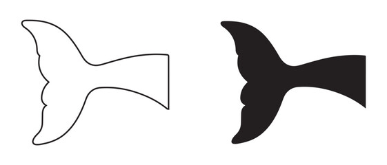 whale tail silhouettes. isolated on white background, in white and black color.