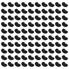 Seamless pattern vector illustration featuring uniform black beans in a simple shape, creating a fresh, healthy, and playful design ideal for food, farm, and nature-themed projects.