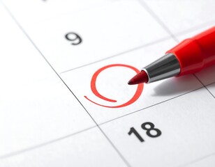 A red circle drawn on a calendar date