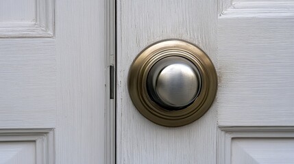Fototapeta premium Close-Up of Elegant Door Knob on White Wooden Door Panel