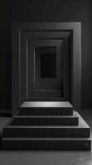 Fototapeta premium Dark Abstract Stairway with Multiple Frames.