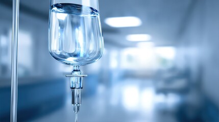 Close-Up of Intravenous Drip in Hospital with Blurred Background