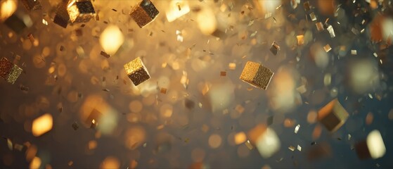 Glittering colourful confetti falling down, party background concept for holiday, celebration, New Year's Eve or jubilee