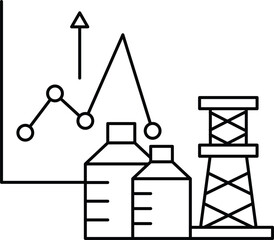 A graph with a line going up and a triangle on top of it