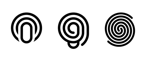 Finger print logo icon outline style touchscreen