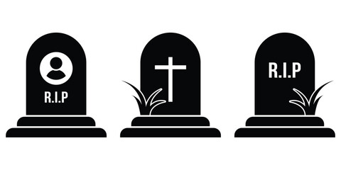 Obraz premium Simple tombstone icon set. tomb stone vector icon .
