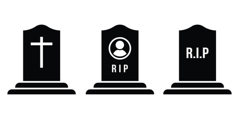 Simple tombstone icon set. tomb stone  vector icon .
