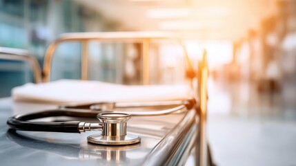 Close-Up of Stethoscope on Hospital Bed in Modern Healthcare Setting